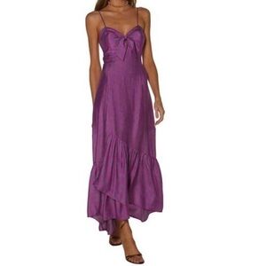 Vix Bia Stunning Silk Blend Purple Women's Dress with slit